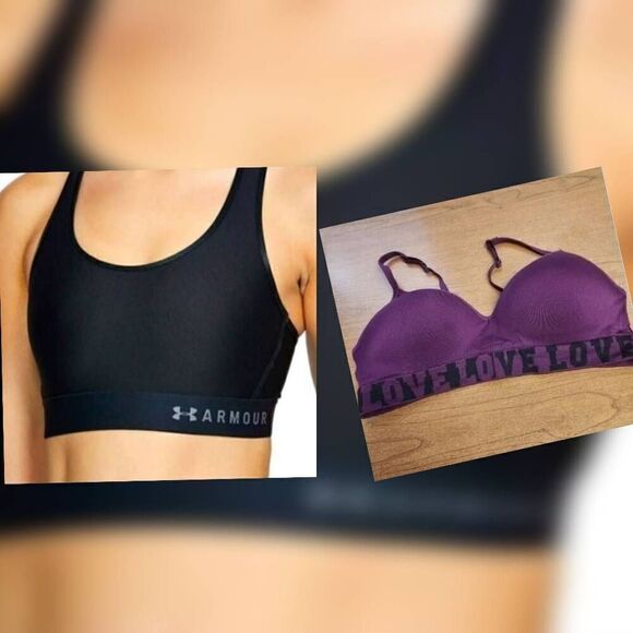 💕SET OF 2 Under Armor XL Black raserback sports bra. Works best with A-C cups. - Picture 1 of 13